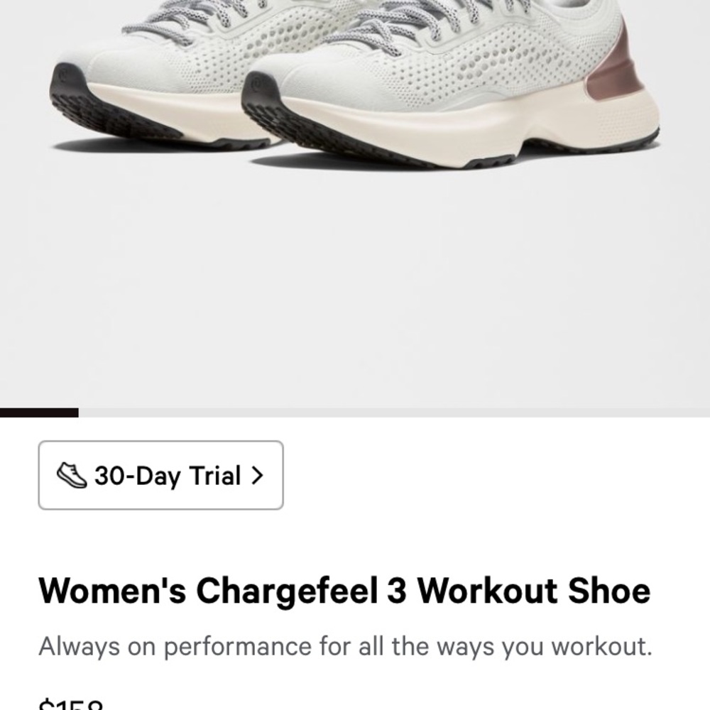 *NWOT* Lululemon Women Chargefeel 3 Workout Shoe - Vapor/Ivory/Nightmoth, size 8